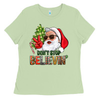 Don't Stop Believing Santa Ladies Tee | Teevron
