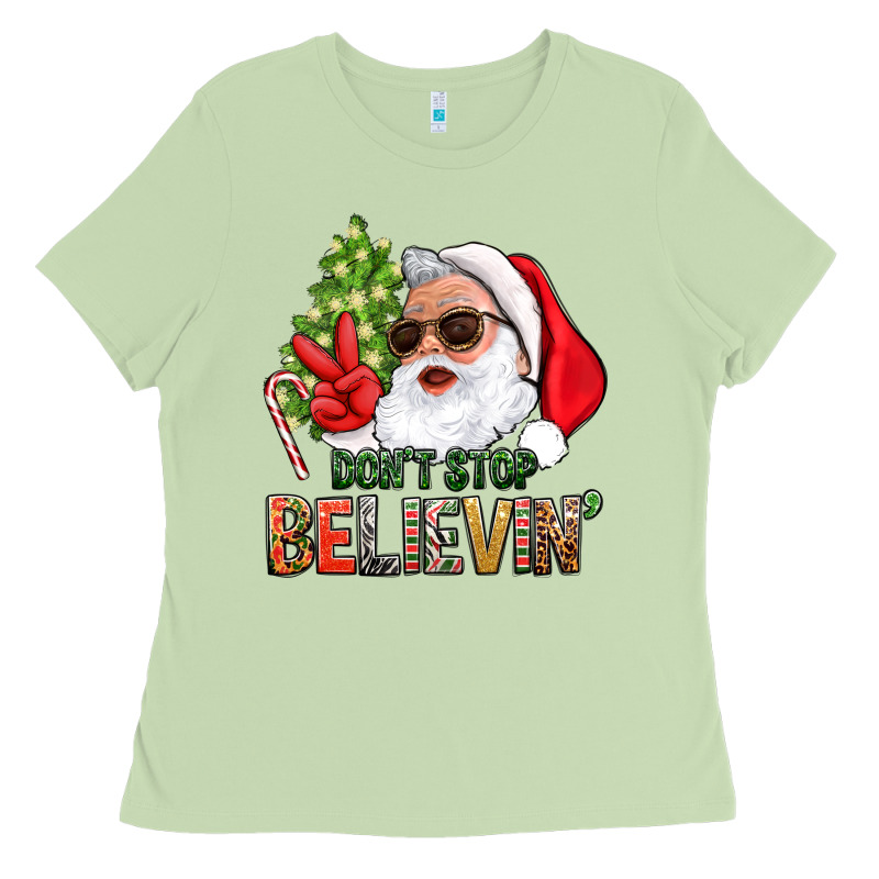Don't Stop Believing Santa Ladies Tee by BundleAndBundleShop | Teevron