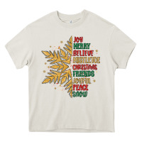 Cream christmas snowflake Heavy Core Tee - MaliasSmallBusiness