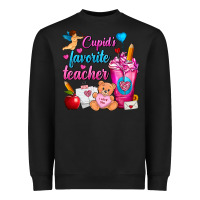 Black Cupid's Favorite Teacher Valentine's Day Frappe Heavyweight Sweatshirt - FaDigitalArtStudio