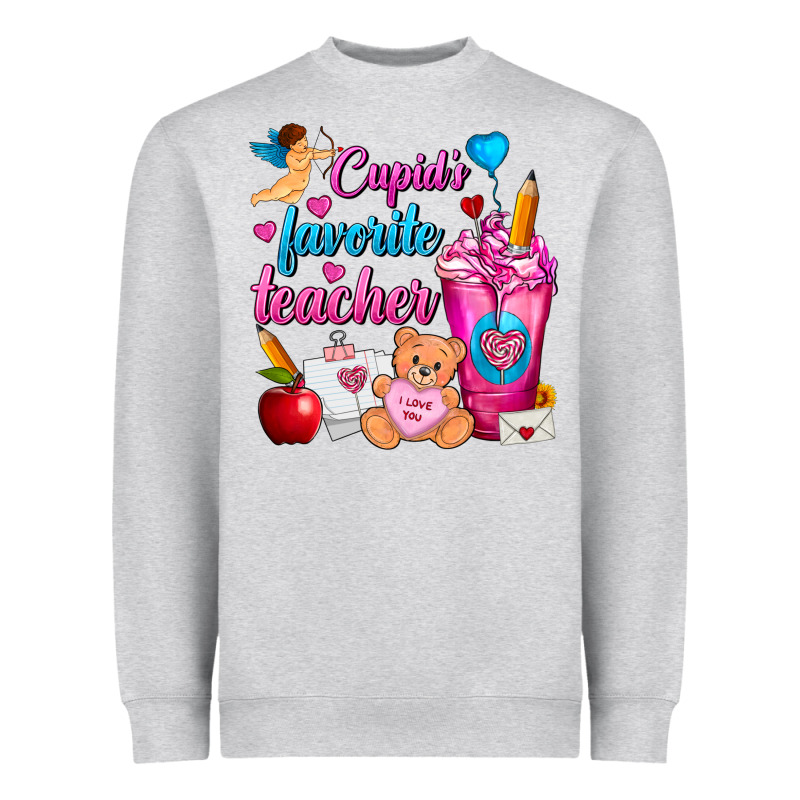 Cupid's Favorite Teacher Valentine's Day Frappe Heavyweight Sweatshirt by FaDigitalArtStudio | Teevron
