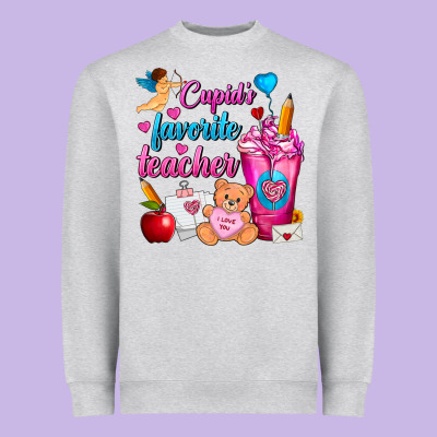 Cupid's Favorite Teacher Valentine's Day Frappe Heavyweight Sweatshirt Designed By Fadigitalartstudio