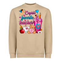 Mushroom Cupid's Favorite Teacher Valentine's Day Frappe Heavyweight Sweatshirt - FaDigitalArtStudio