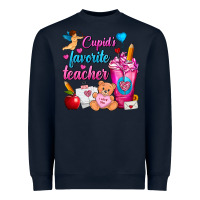 Navy Cupid's Favorite Teacher Valentine's Day Frappe Heavyweight Sweatshirt - FaDigitalArtStudio