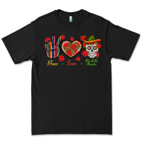 Black Peace Love Dia De Los Muertos Premium Tee - BundleAndBundleShop