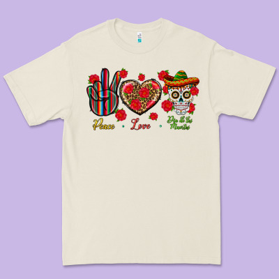 Peace Love Dia De Los Muertos Premium Tee Designed By Bundleandbundleshop