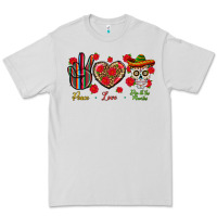 Dove Grey Peace Love Dia De Los Muertos Premium Tee - BundleAndBundleShop