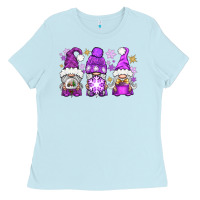 Baby Blue Purple Winter Gnomies Ladies Tee - BundleAndBundleShop