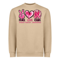 Peace Love Cure Breast Cancer Awareness Heavyweight Sweatshirt | Teevron