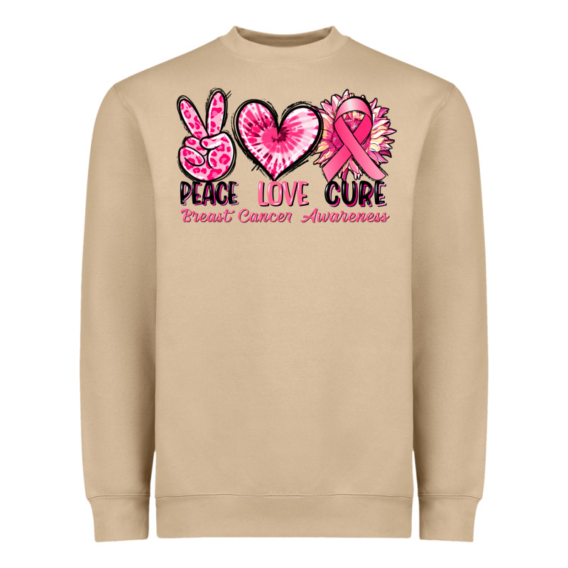 Peace Love Cure Breast Cancer Awareness Heavyweight Sweatshirt by FaDigitalArtStudio | Teevron