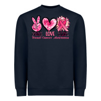 Navy Peace love cure Breast Cancer Awareness Heavyweight Sweatshirt - FaDigitalArtStudio