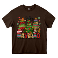 Chocolate Brown feliz navidad Heavy Core Tee - MaliasSmallBusiness