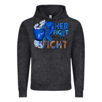 Vintage Black Her fight is our fight Colon Cancer blue ribbon Vintage Hoodie - NancyCooperArtShop