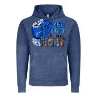 Vintage Denim Her fight is our fight Colon Cancer blue ribbon Vintage Hoodie - NancyCooperArtShop