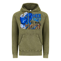 Vintage Olive Her fight is our fight Colon Cancer blue ribbon Vintage Hoodie - NancyCooperArtShop