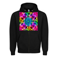 Black neon cowhide with flower seamless pattern Zipper Hoodie - BundleAndBundleShop