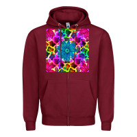 Burgundy neon cowhide with flower seamless pattern Zipper Hoodie - BundleAndBundleShop
