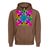 Chestnut neon cowhide with flower seamless pattern Zipper Hoodie - BundleAndBundleShop