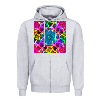 Heather Grey neon cowhide with flower seamless pattern Zipper Hoodie - BundleAndBundleShop