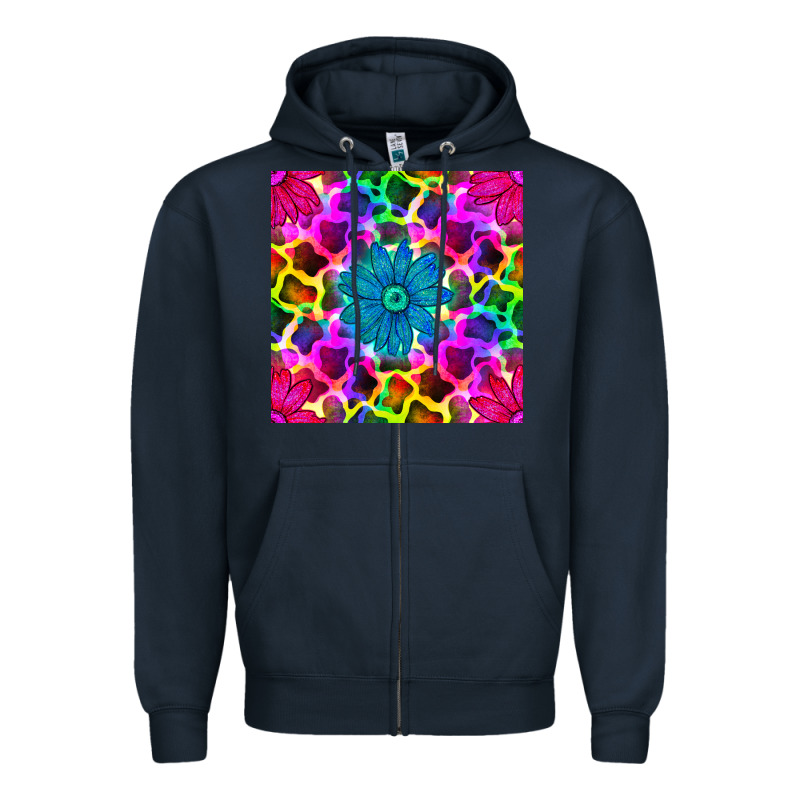 Neon Cowhide With Flower Seamless Pattern Zipper Hoodie by BundleAndBundleShop | Teevron