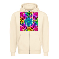Sandshell neon cowhide with flower seamless pattern Zipper Hoodie - BundleAndBundleShop