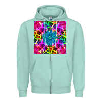 Seafoam neon cowhide with flower seamless pattern Zipper Hoodie - BundleAndBundleShop