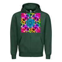 Sports Green neon cowhide with flower seamless pattern Zipper Hoodie - BundleAndBundleShop
