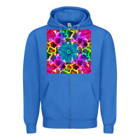 True Royal neon cowhide with flower seamless pattern Zipper Hoodie - BundleAndBundleShop
