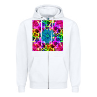 White neon cowhide with flower seamless pattern Zipper Hoodie - BundleAndBundleShop