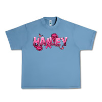 Pebble Blue Personalized Pink Cancer Themed Name Urban Heavy Tee - NancyCooperArtShop