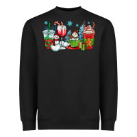 Black christmas snowman coffee cups Heavyweight Sweatshirt - OliviaCreatesArt