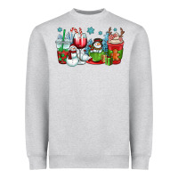 Heather Grey christmas snowman coffee cups Heavyweight Sweatshirt - OliviaCreatesArt