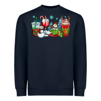Navy christmas snowman coffee cups Heavyweight Sweatshirt - OliviaCreatesArt