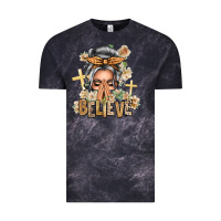 Cloud Black Silver White Believe Praying Caucasian Messy Bun Vintage Tee - texasbilliewilder