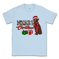 Dusty Blue merry christmas labrador retriever Classic Tee - RanaPortraitStore