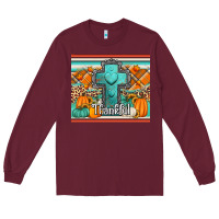Burgundy fall thankfull cross Long Sleeve Tee - Jasminsmagicworld