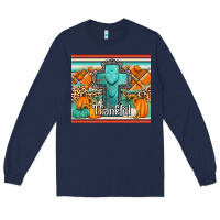Navy fall thankfull cross Long Sleeve Tee - Jasminsmagicworld
