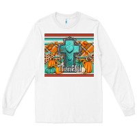 White fall thankfull cross Long Sleeve Tee - Jasminsmagicworld