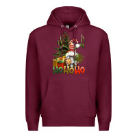 Burgundy Ho Ho Ho Christmas Gnome Premium Hoodie - BundleAndBundleShop