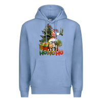 Colony Blue Ho Ho Ho Christmas Gnome Premium Hoodie - BundleAndBundleShop