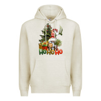 Oatmeal Heather Ho Ho Ho Christmas Gnome Premium Hoodie - BundleAndBundleShop
