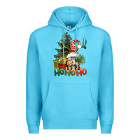 Ocean Blue Ho Ho Ho Christmas Gnome Premium Hoodie - BundleAndBundleShop