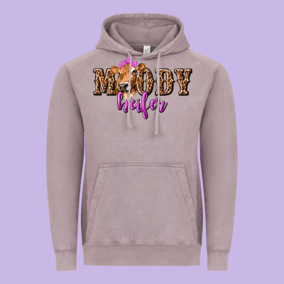 Moody Heifer With Leopard Vintage Hoodie Designed By Texasbilliewilder