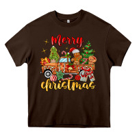 Chocolate Brown merry christmas gingerbread truck Heavy Core Tee - MaliasSmallBusiness