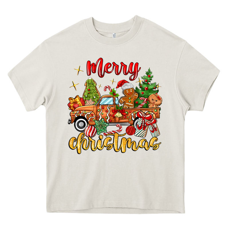 Merry Christmas Gingerbread Truck Heavy Core Tee by MaliasSmallBusiness | Teevron