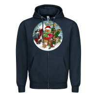 Navy Joy gingerbread Zipper Hoodie - FaDigitalArtStudio