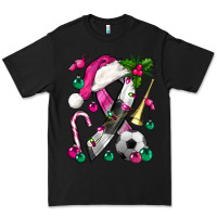 Black Pink Christmas Breast Cancer Ribbon Soccer Premium Tee - BundleAndBundleShop