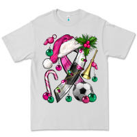 Dove Grey Pink Christmas Breast Cancer Ribbon Soccer Premium Tee - BundleAndBundleShop