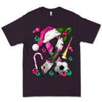 Plum Pink Christmas Breast Cancer Ribbon Soccer Premium Tee - BundleAndBundleShop