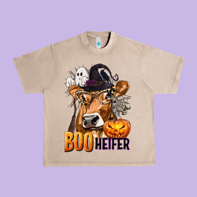 Boo Heifer Cow With Halloween Urban Heavy Tee Designed By Texasbilliewilder